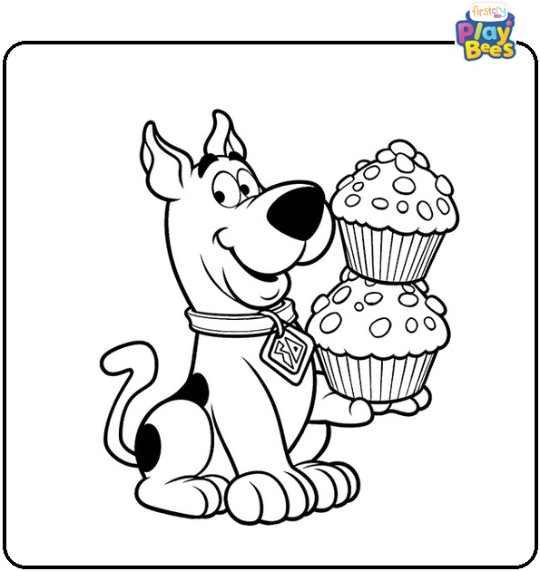 Scooby-Doo with Muffins Coloring Page