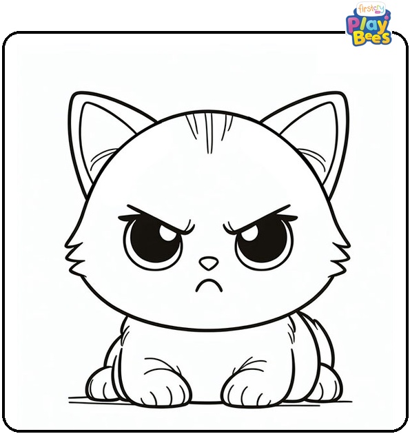 Serious Kitten Colouring Page