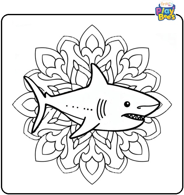 Shark Mandala Colouring Page