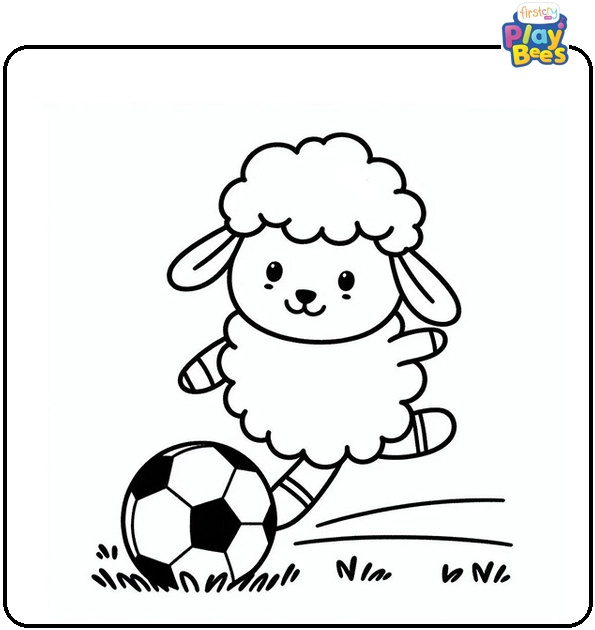 Sheep Playing Soccer Coloring Page Sheep Playing Soccer Coloring Page