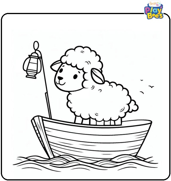 Sheep in a Boat Coloring Page Sheep in a Boat Coloring Page