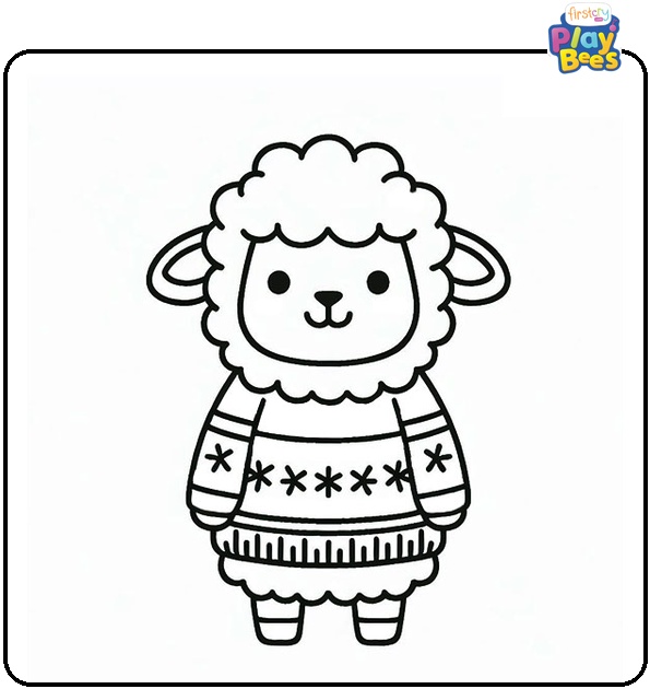 Sheep in a Sweater Coloring Page Sheep in a Sweater Coloring Page