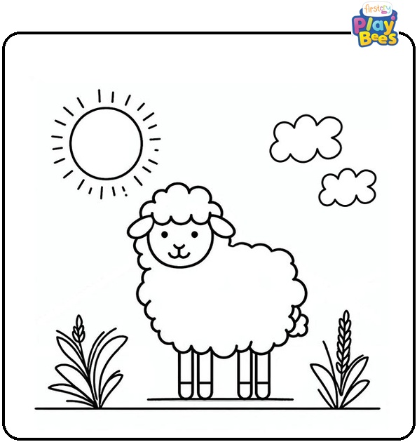 Sheep in the Sun Coloring Page Sheep in the Sun Coloring Page