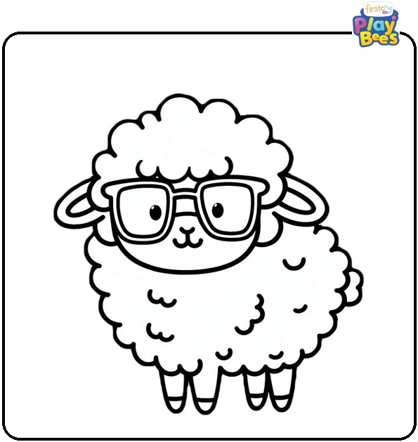 Sheep with Glasses Coloring Page Sheep with Glasses Coloring Page