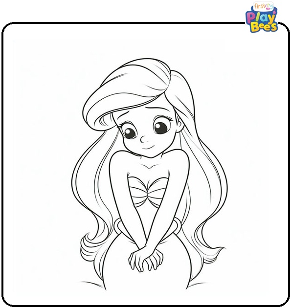 Shy Princess Ariel Coloring Page