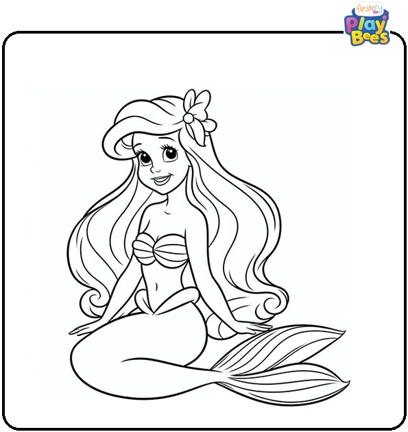 Simple Princess Ariel Coloring Page