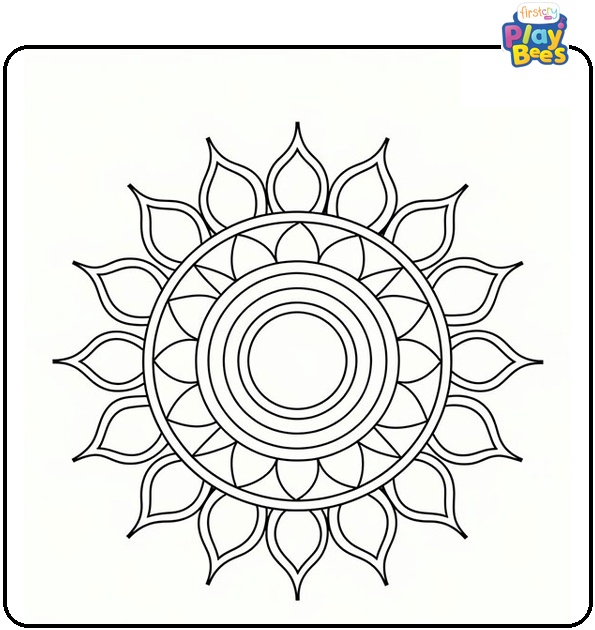 Simple Rangoli Coloring Page
