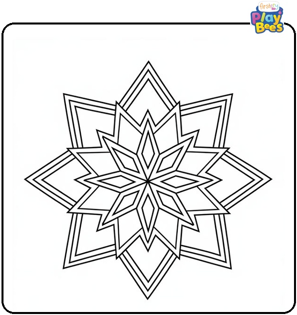 Simple Star Rangoli Coloring Page