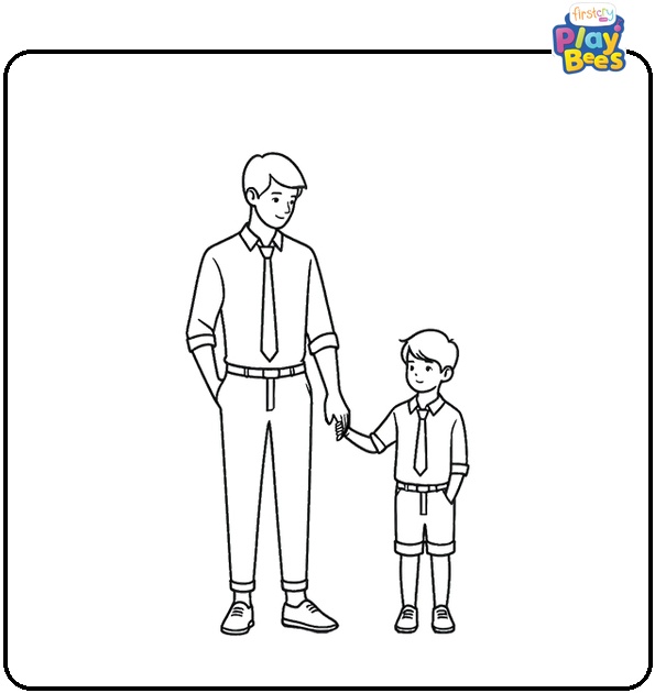 Single Dad And Son Coloring Page