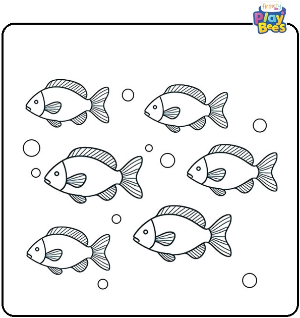 Six Fishes Coloring Page Six Fishes Coloring Page