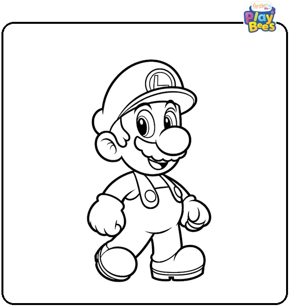 Smiling Luigi Coloring Page