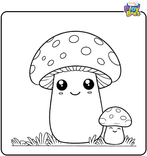 Smiling Mushroom Coloring Page