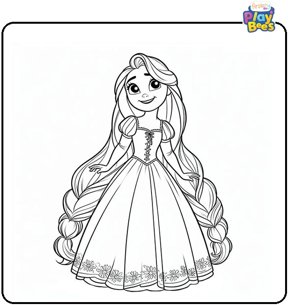 Smiling Rapunzel Coloring Page Smiling Rapunzel Coloring Page
