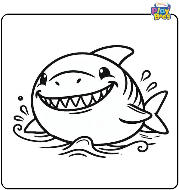 Smiling Shark Colouring Page