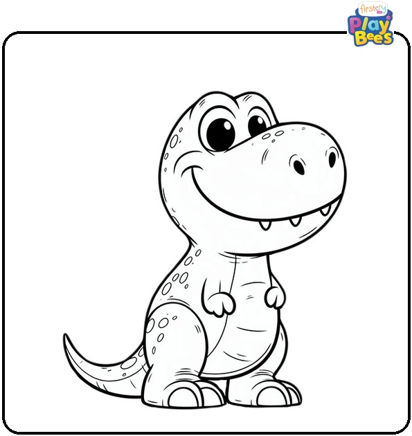 Smiling T-Rex Coloring Page