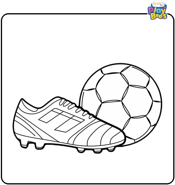 Soccer Boot And Ball Coloring Page