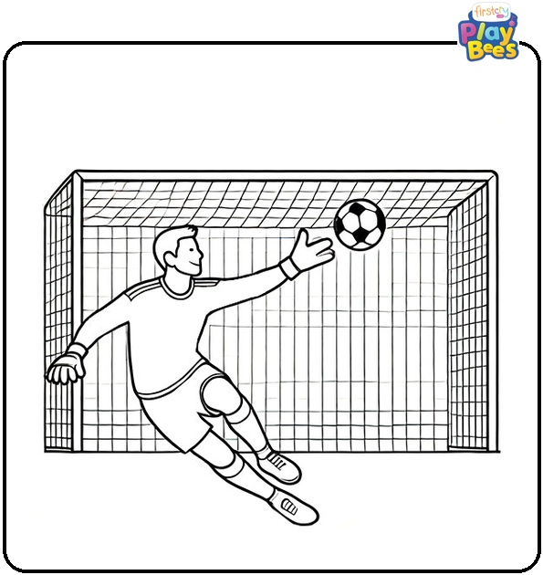 Soccer Goalkeeper Catching a Ball Coloring Page