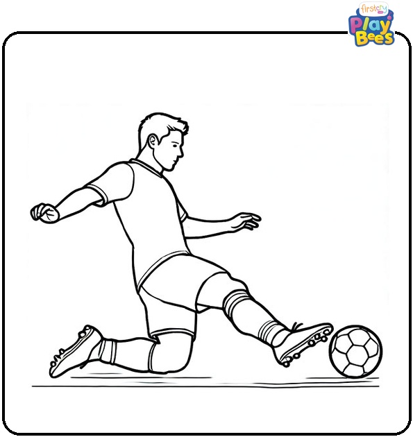 Soccer Player Doing a Slide Tackle Coloring Page