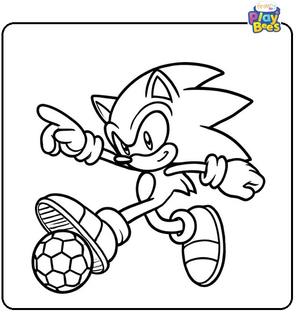 Sonic Playing Soccer Coloring Page