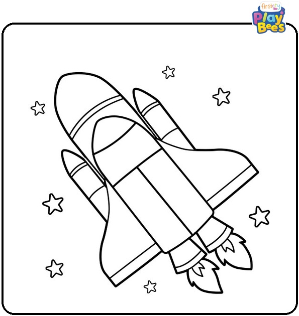 Spaceship in Space Coloring Page