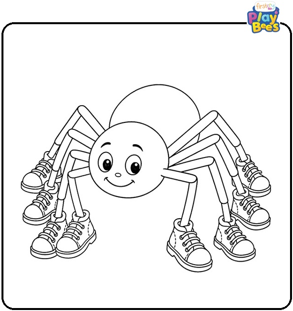 Spider in Shoes Coloring Page
