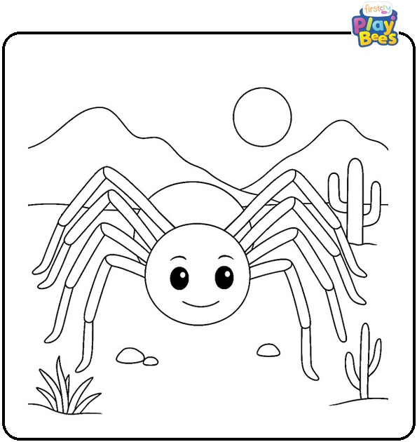 Spider in the Desert Coloring Page