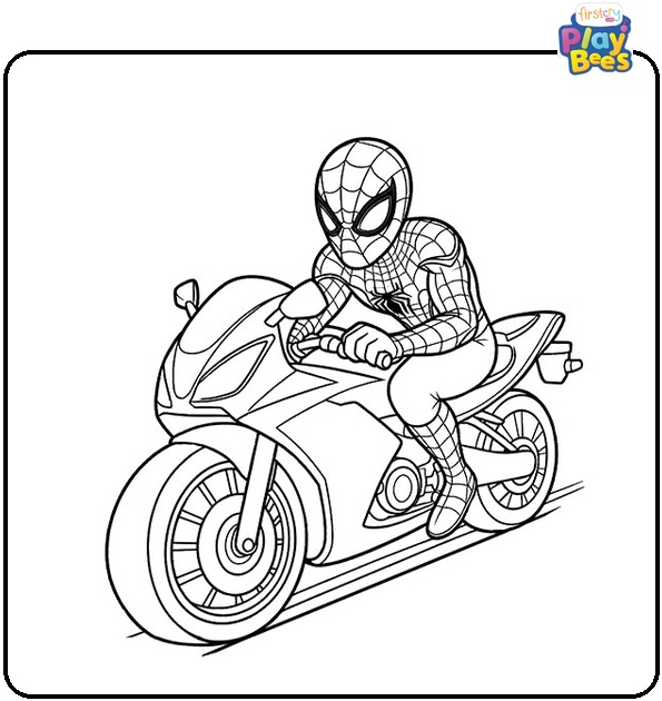 Spiderman On Motorcycle Coloring Page