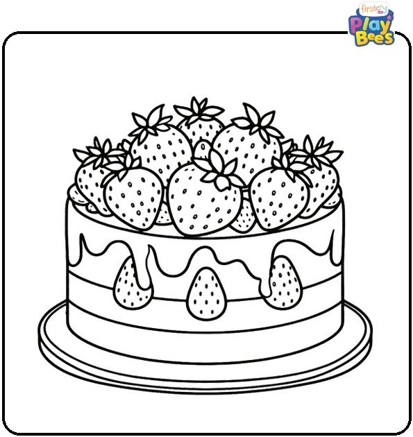 Strawberry Cake Coloring Page