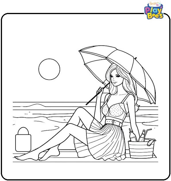 Summer Barbie Coloring Page
