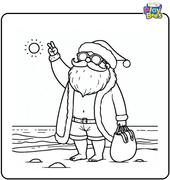 Summer Santa Coloring Page