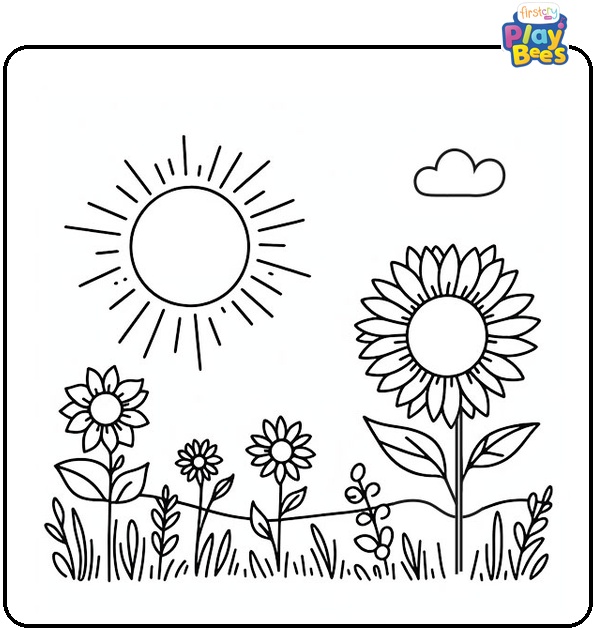 Summer Sunflower Coloring Page