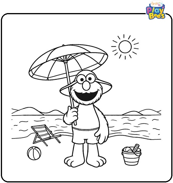 Summer Themed Elmo Coloring Page