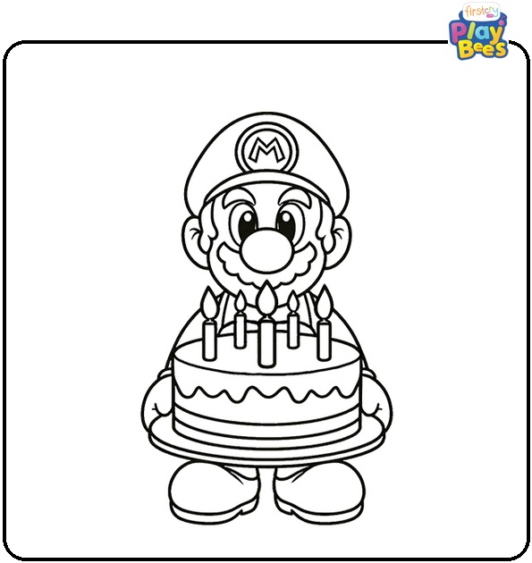 Super Mario Birthday Coloring Page