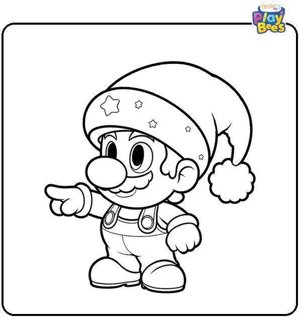 Super Mario Christmas Coloring Page