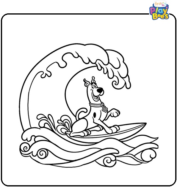 Surfing Wave Scooby Doo Coloring Page