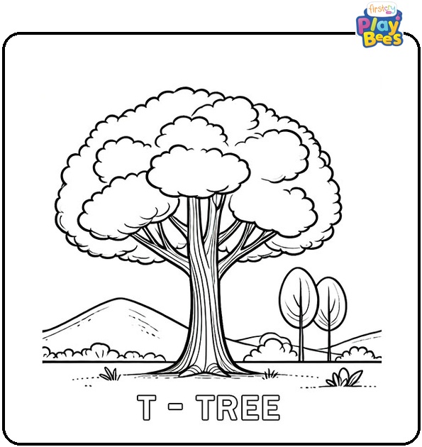 T For Tree Coloring Page T For Tree Coloring Page