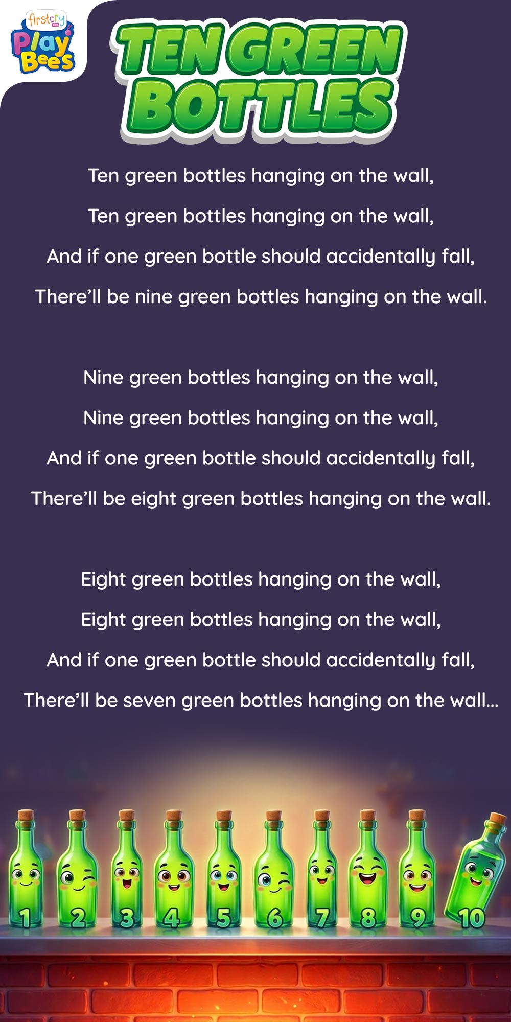Ten Green Bottles Song Lyrics