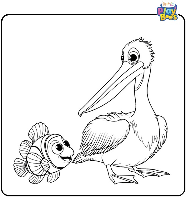 The Pelican and Nemo Coloring Page