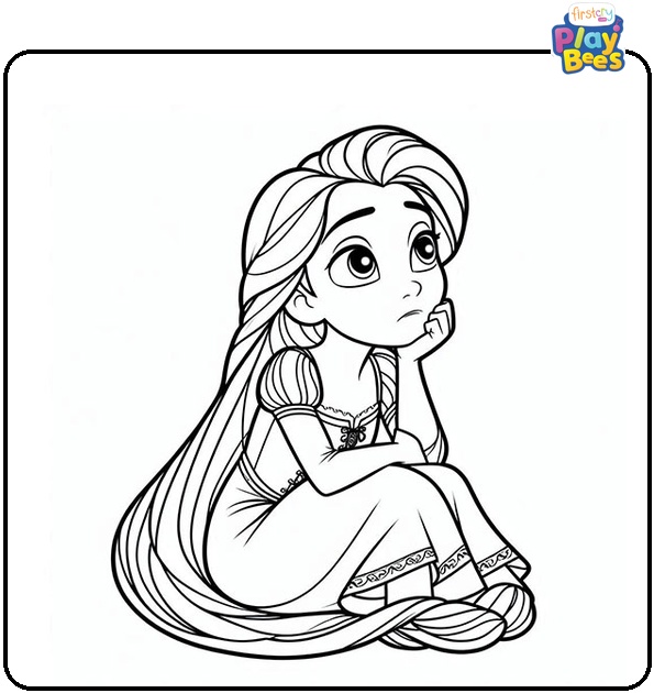 Thinking Rapunzel Coloring Page Thinking Rapunzel Coloring Page