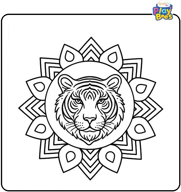 Tiger Head Mandala Coloring Page