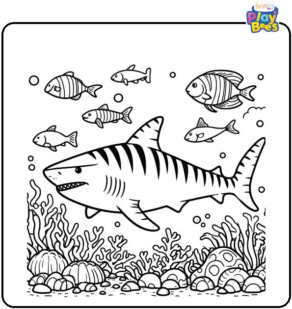 Tiger Shark Colouring Page