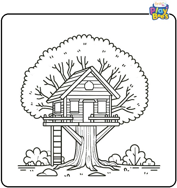 Tree House Coloring Page