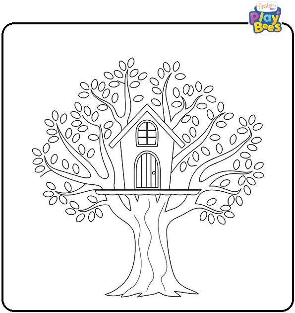 Tree House Coloring Page Tree House Coloring Page