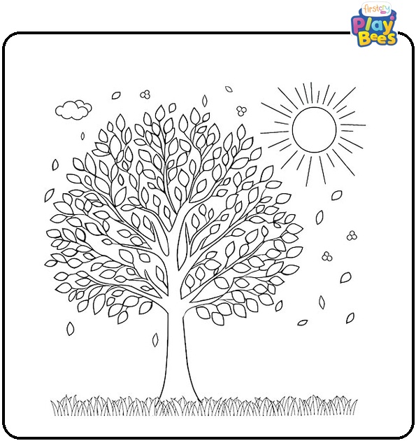 Tree Full of Spring Leaves May Coloring Page