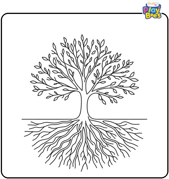 Tree with Roots Coloring Page Tree with Roots Coloring Page