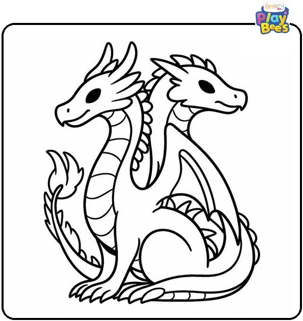 Two-Headed Dragon Colouring Page