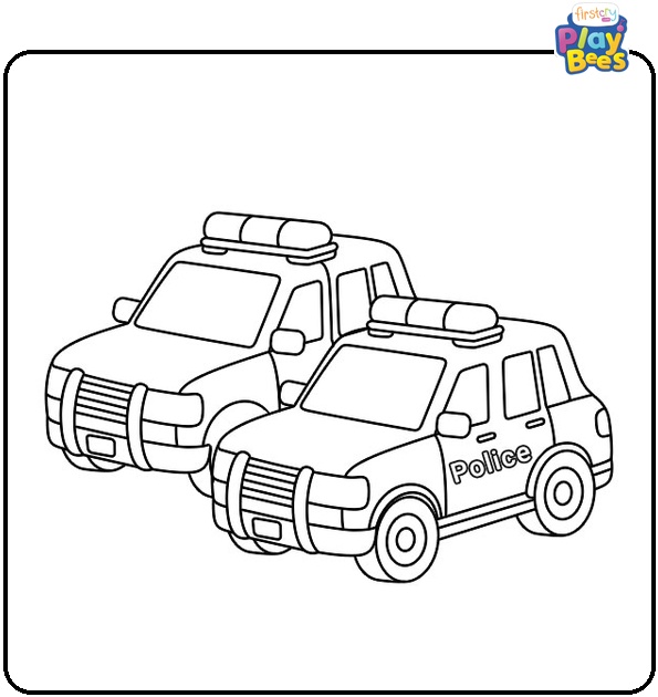 Two Police Cars Coloring Page