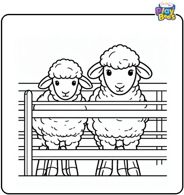 Two Sheep in the Pen Coloring Page Two Sheep in the Pen Coloring Page