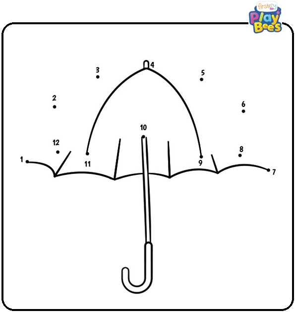 Umbrella Dot to Dot Coloring Page