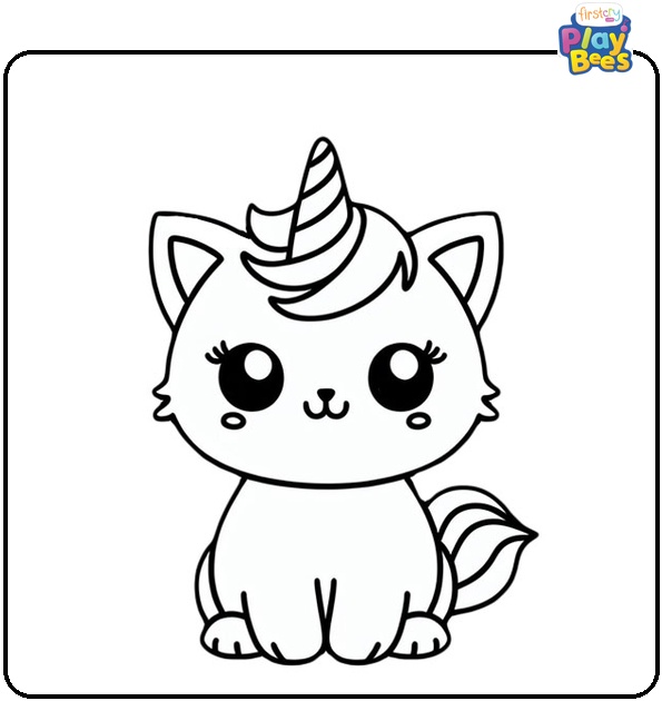 Unicorn Kitten Colouring Page